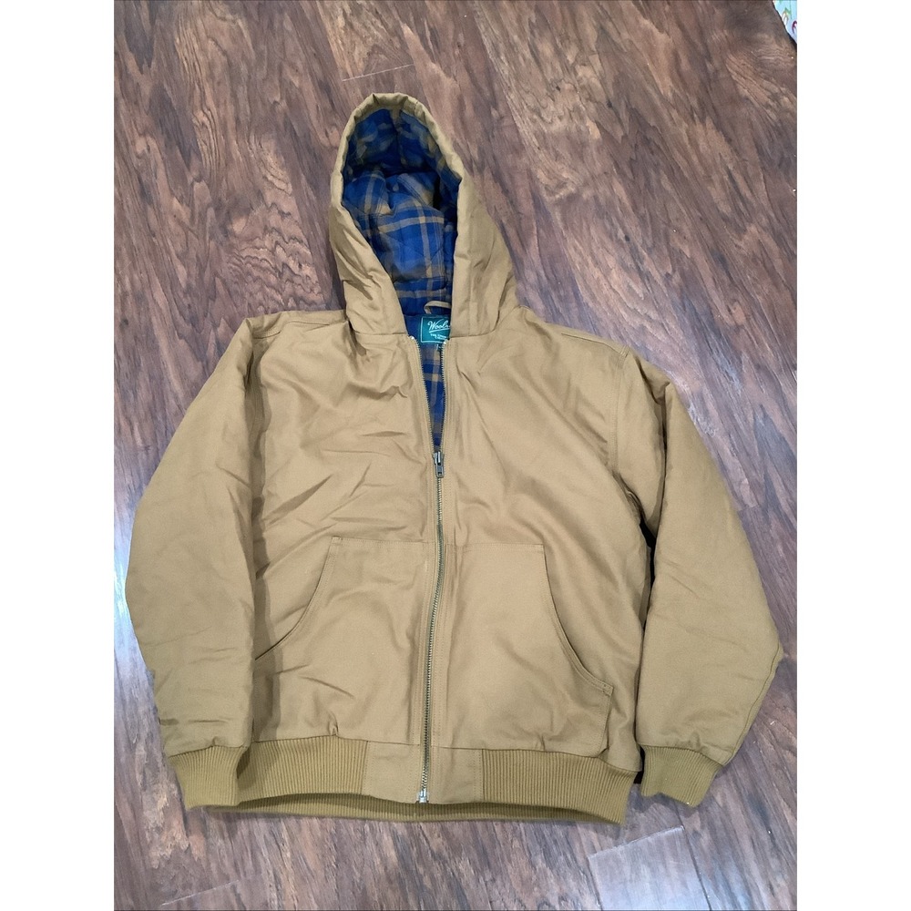 NEW Woolrich Cotton Canvas Flannel Lined Hood Jacket Hazelnut Men's Size Medium